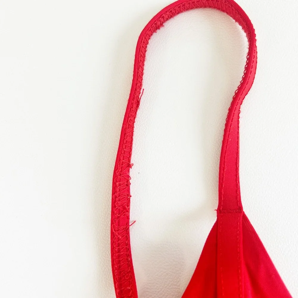 Frankie's Bikinis Womens Valentina True Red Triangle Summer Bikini Top Size M